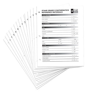 TEA Grade 8 Math Reference Chart 30-Pack
