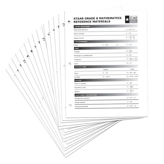 TEA Grade 8 Math Reference Chart 30-Pack – DynaNotes